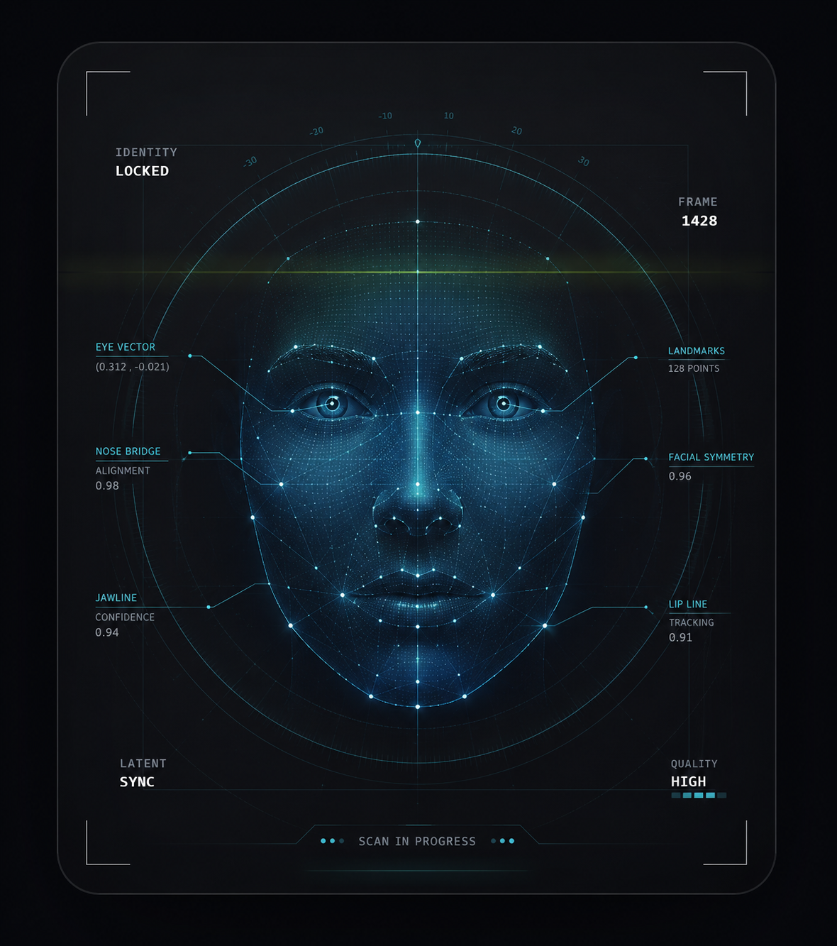 Futuristic face landmark interface concept